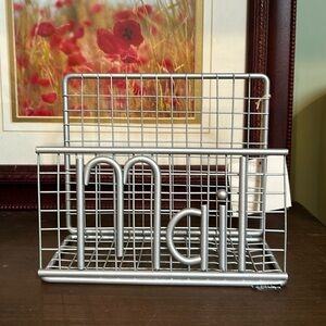 MAIL Organizer New + Acorn Trinket Dish Antique Set of 2 Silver Desk Organizer